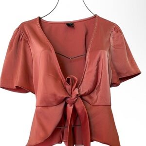 Women's Rust Tie-Front Top